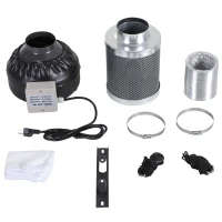 DURHAND 4 Inch Inline Fan Carbon Filter Duct Combo 2 Clamps Hydroponics Grow Room Tent Ventilation Kit(m-8)
