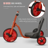 Qaba Kids Tricycle with 10" Big Wheels Toddler Pedal Pusher Trike Bike for 2-6 Boys and Girls, Ride-on Toy for Indoor Outdoor 27.5" x 20" x 20.5", Red(m-6)