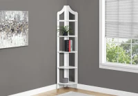 Monarch 72" Wood Grain-Look 5-Tier Corner Accent Display Bookcase - White Finish(m-2)