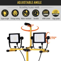 HOMCOM 8,000 Lumen LED Work Lights Dual Head Weather Resistant with Tripod Stand(m-5)