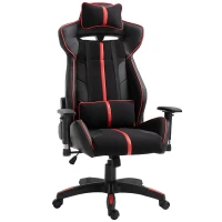 Vinsetto Executive Racing Chair Adjustable Padded Seat with Wheels Black/ Red(m-2)