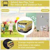 Qaba Kids School Bus Play Tent Pop-up Portable & Foldable Yellow(m-4)