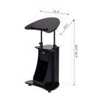 HOMCOM Deluxe Height Adjustable Rolling Laptop Cart Presentation Stand with Tilt Table Top and Storage Black(m-3)
