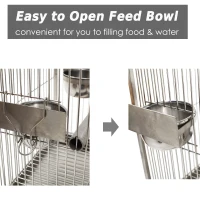 PawHut 25" Bird Carrier Cage Parrot Macaw Cockatiel Travel Cage Stainless Steel Dome Top with Two Feed Bowls(m-6)