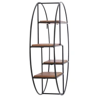 HOMCOM Round Wall-Mounted Shelves Wall Hanging Room Decoration Frame Partition Iron Display Storage(m-5)