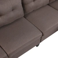 HOMCOM Elegant 3 Piece Chaise Lounger Sofa Set with Wood Leg Footstool and Armrest Pillow, Brown(m-7)