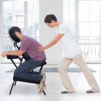 HomCom 3" Foam Portable Massage Chair PU Leather Spa Beauty Chair Black(m-1)