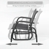 Outsunny 2-Piece Outdoor Glider Swing, Rocking Chair Set with Breathable Mesh Fabric, Sturdy Durable Frame, Curved Armrests, Supports Up to 264 lbs., for Backyard, Garden, Porch, Black(m-4)