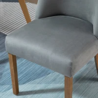 HOMCOM Modern Dining Chairs Set of 2 with High Back, Dining Room Chairs with Nailhead Trim, Upholstered Seats and Solid Wood Legs for Kitchen, Light Grey(m-13)