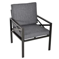 Outsunny 4-Piece Patio Furniture Set Garden Conversation Set with Soft Washable Cushions & Strong Steel Frame, Grey(m-8)