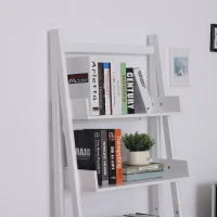 HOMCOM 3 Tier Ladder Bookcase Storage Cabinet Home Organizer Living Room White(m-7)