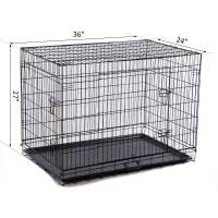 PawHut 36-inch Two Door Folding Metal Dog Crate Cage Kennel with Divider(m-3)
