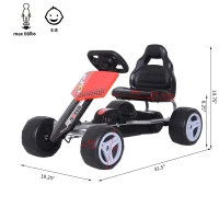 Aosom Kids Go Kart, 4 Wheeled Ride On Pedal Car, Racer for 3 years, for Boys and Girls, Outdoor - Red(m-3)