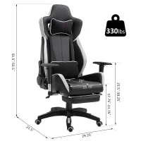 Vinsetto Executive Racing Chair Adjustable Padded Seat with Wheels Black/ White(m-3)