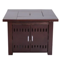 Outsunny 38" Square Convertible Gas Fire Pit Table Outdoor Patio Propane Fire Flame Dining Table 40,000 BTUs w/ Cover(m-4)