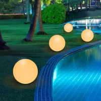 HOMCOM 16" RGB Waterproof Rechargeable Adjustable Color Changing Ball with Remote Control(m-2)