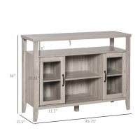 HOMCOM Farmhouse Sideboard Buffet Cabinet, Coffee Bar Cabinet with Storage Shelves, Kitchen Cabinet with 2 Framed Glass Doors and Anti-Topple, Distressed Gray(m-3)