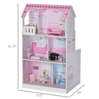 Qaba 2-in-1 Multifunctional Kitchen & Dollhouse Toy for Kids & Toddlers with Included Accessories, & Simulated Design(m-3)