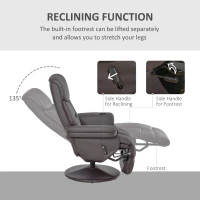HOMCOM Manual Recliner, Swivel Lounge Armchair with Side Pocket, Footrest and Cup Holder for Living Room, Brown(m-4)