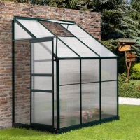 Outsunny Walk-In Garden Greenhouse Aluminum Polycarbonate with Roof Vent for Plants Herbs Vegetables 6' x 4' x 7' Green(m-2)