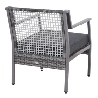 Outsunny 2 Piece Rattan Wicker Patio Dining Chairs, Patio Furniture Set with Armrest, Cushions for Backyard, Garden, Grey(m-5)