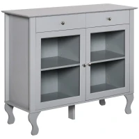 HOMCOM Retro Style Kitchen Sideboard, Buffet Cabinet, Cupboard with Glass Doors and Drawers, Adjustable Shelves for Living Room(m-11)