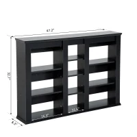 HOMCOM Triple Wall Mounted Media Storage Floating CD DVD Shelves Rack Hanging Organizer Unit Black(m-3)