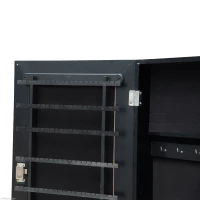 HOMCOM Mirrored Jewellery Cabinet Armoire Stand Organizer for Rings Earrings Bracelets Lockable Black(m-16)