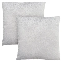 Monarch 18" x 18" Feathered Velvet Throw Pillow (Set of 2) - Light Grey(m-1)