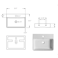kleankin Rectangle Porcelain Art Basin Above Counter Ceramic Bathroom Vessel Vanity Sink(m-3)