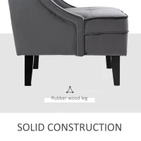 HOMCOM Upholstered Accent Chair Modern Winged Tufted Contemporary Single Sofa Chair with Rubber Wood Legs, Thick Padding Mid-Back, and Wings for Living Room Bedroom, Grey(m-6)