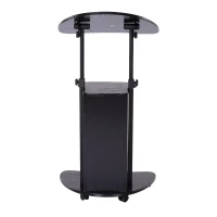 HOMCOM Deluxe Height Adjustable Rolling Laptop Cart Presentation Stand with Tilt Table Top and Storage Black(m-8)