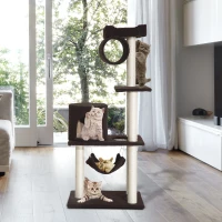 PawHut 55" Scratching Cat Tree Kitty Furniture House Condo Post Pet Supply Deep-Brown(m-1)