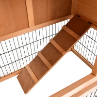 PawHut 53" Wooden Rabbit Hutch Bunny House Poultry Cage With Outdoor Run, Removable Tray, Ramp and Weatherproof Roof(m-15)