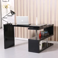 Corner Desk Set Shelves Home Furniture Wood Storage Organizer Study Office Black(m-1)