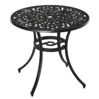 Outsunny Φ34" Outdoor Patio Garden Table with Unique Floral Design, Aluminum Material, & 1.75" Umbrella Hole(m-1)