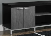 Monarch 60" Contemporary Hollow-Core Wood Grain-Look Double Door Storage Console TV Stand - Black / Grey Tones Finish(m-3)