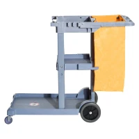 HomCom 3 Shelf Commercial Cleaning Rolling Janitor Cart With 25 Gallon Vinyl Bag(m-7)