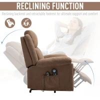 HOMCOM 152° Adjustable Electric Power Lift Recliner Massage Chair Linen Surface w/ 8 Vibration Points 2 Remote Living Room Office Furniture - Brown(m-6)