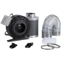 DURHAND 4 Inch Inline Fan Carbon Filter Duct Combo 2 Clamps Hydroponics Grow Room Tent Ventilation Kit(m-2)