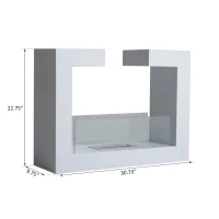 HOMCOM Bioethanol Fireplace Stove Fireplace Freestanding Tempered Glass Stainless Steel White(m-3)