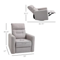 HOMCOM Manual Recliner Swivel Rocker Chair Theater Chair Single Sofa with Linen Fabric for Living Room Bedroom, Beige(m-3)