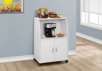 Monarch 33" Two-Door Open Storage Multi-Purpose Kitchen Cart with Wheels - White Finish(m-2)
