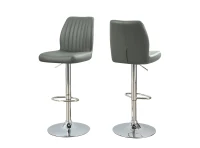 Monarch 2 Piece Contemporary PU Leather Vertical Ribbed Seat Chrome Base Hydraulic Lift Swivel Barstool Chair Set - Grey Finish(m-1)