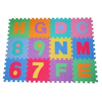 HOMCOM 33.6Sqft Number Alphabet EVA Puzzle Mat Interlocking Floor Mat Children Kids Toddler Play Foam with Certifications – 36 Pieces(m-5)