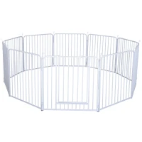 PawHut Heavy Duty Foldable Pet Playpen Portable Pet Product w/ Door Metal White(m-7)