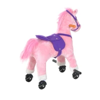 Qaba Kids Walking Pony Ride on Horse Rocking Toy Wheels & Footrest Neigh Sound Child Gift Pink(m-9)
