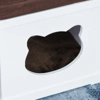 PawHut Wooden Cat Bed Cube House with Soft Padded Cushions, 2 Exterior Scratching Boards, & Interior Space, White(m-10)