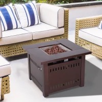 Outsunny 38" Square Convertible Gas Fire Pit Table Outdoor Patio Propane Fire Flame Dining Table 40,000 BTUs w/ Cover(m-2)