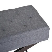 HOMCOM 32" Tufted Upholstered Storage Ottoman Bench X Leg Bed Bench with Organizer Padded Piano Keyboard Seat Grey(m-7)
